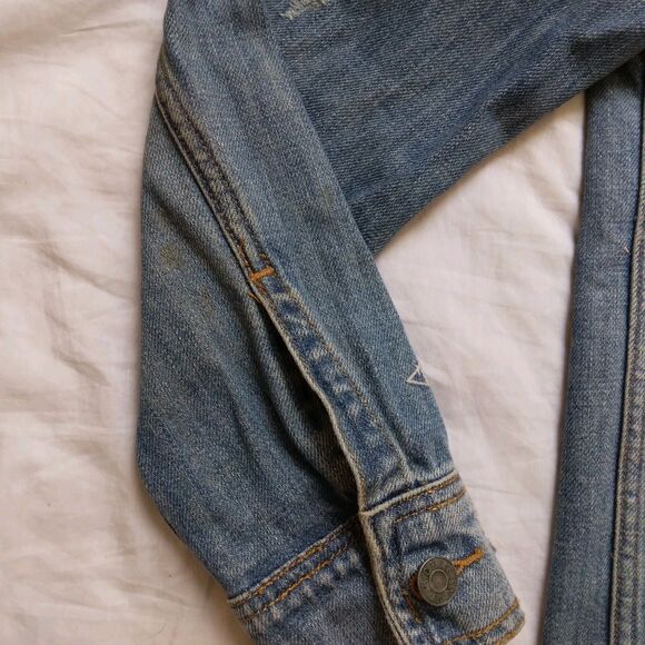 Hidden Embroidered Distressed Denim Jean Jacket Grunge Y2K Women's Size XS - Picture 8 of 16